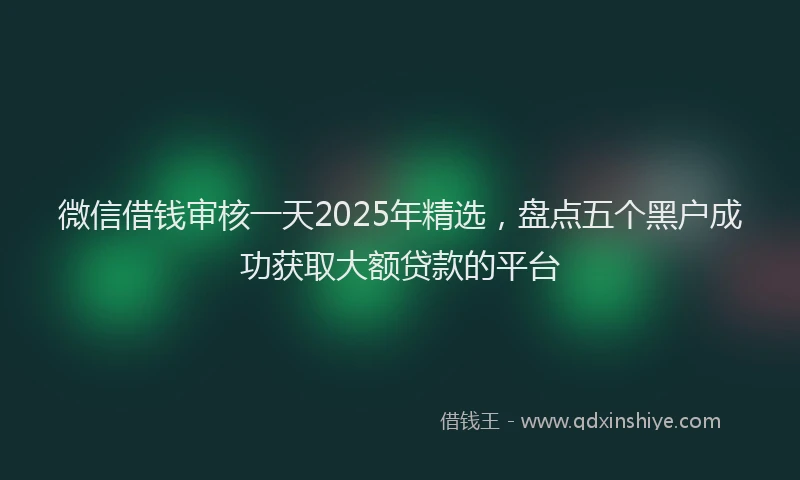 微信借钱审核一天2025年精选，盘点五个黑户成功获取大额贷款的平台