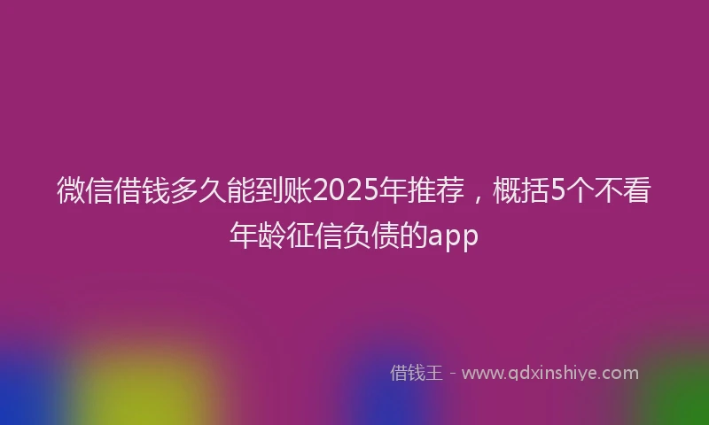 微信借钱多久能到账2025年推荐，概括5个不看年龄征信负债的app