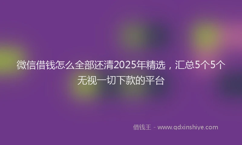微信借钱怎么全部还清2025年精选，汇总5个5个无视一切下款的平台