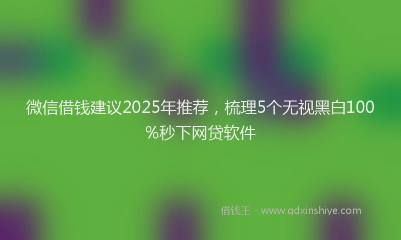 微信借钱建议2025年推荐，梳理5个无视黑白100%秒下网贷软件