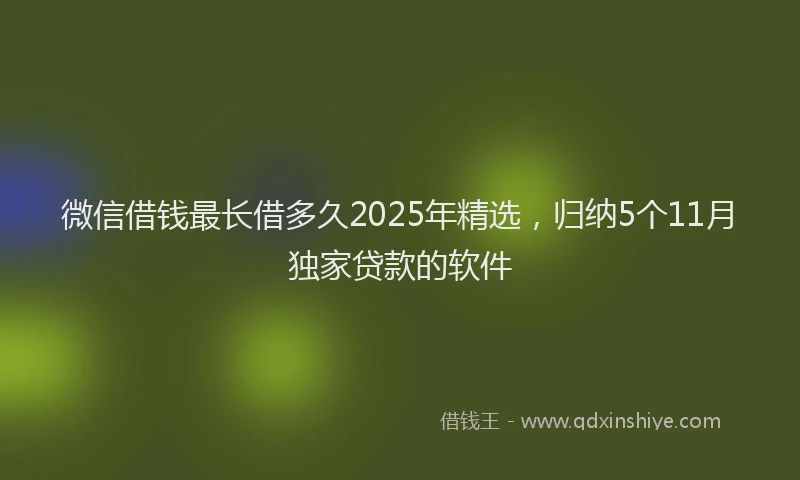 微信借钱最长借多久2025年精选，归纳5个11月独家贷款的软件