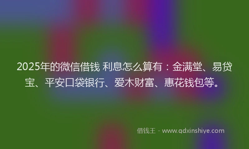 2025年的微信借钱 利息怎么算有：金满堂、易贷宝、平安口袋银行、爱木财富、惠花钱包等。