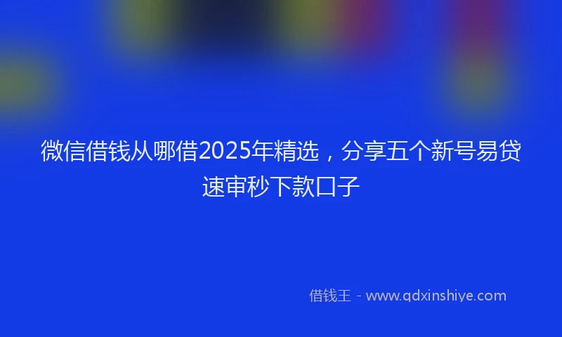 微信借钱从哪借2025年精选，分享五个新号易贷速审秒下款口子