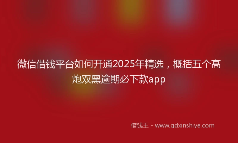 微信借钱平台如何开通2025年精选，概括五个高炮双黑逾期必下款app