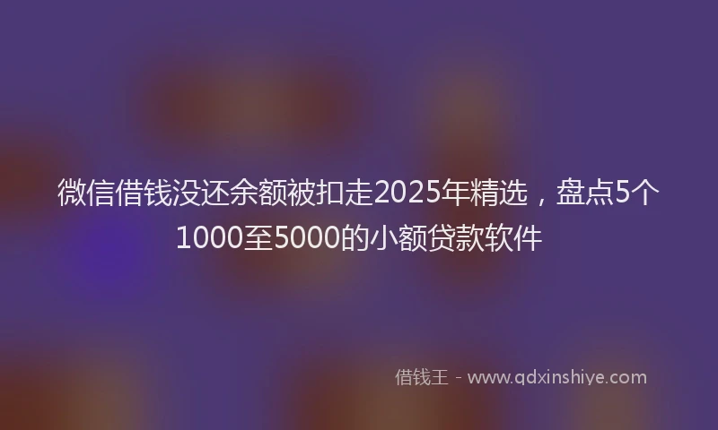 微信借钱没还余额被扣走2025年精选，盘点5个1000至5000的小额贷款软件