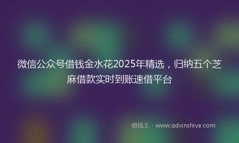 微信公众号借钱金水花2025年精选，归纳五个芝麻借款实时到账速借平台