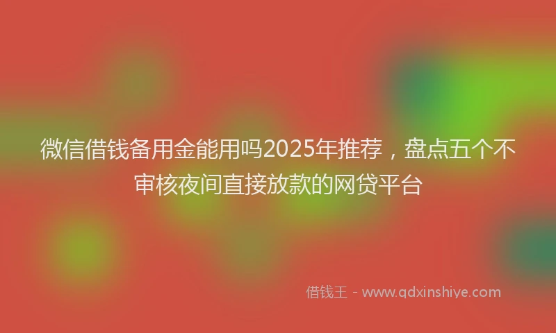 微信借钱备用金能用吗2025年推荐，盘点五个不审核夜间直接放款的网贷平台