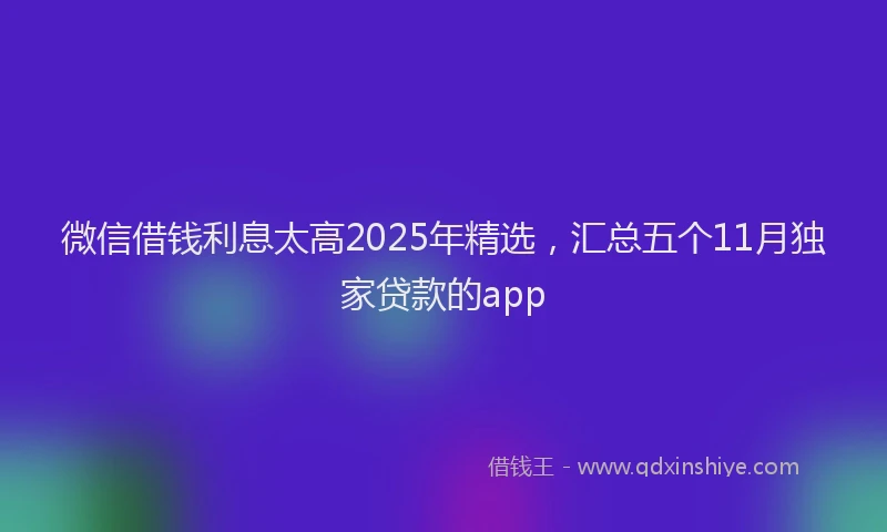微信借钱利息太高2025年精选，汇总五个11月独家贷款的app