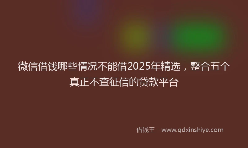微信借钱哪些情况不能借2025年精选，整合五个真正不查征信的贷款平台