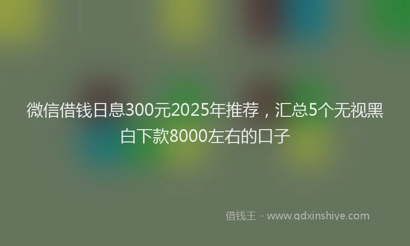 微信借钱日息300元2025年推荐，汇总5个无视黑白下款8000左右的口子