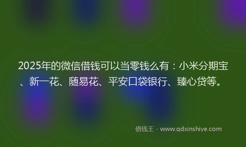 2025年的微信借钱可以当零钱么有：小米分期宝、新一花、随易花、平安口袋银行、臻心贷等。