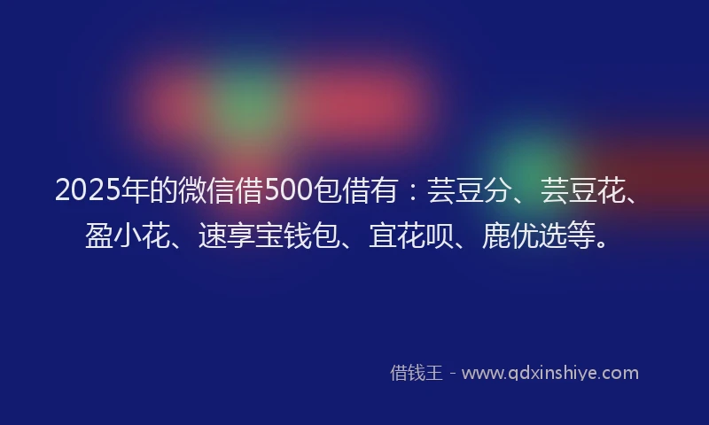 2025年的微信借500包借有：芸豆分、芸豆花、盈小花、速享宝钱包、宜花呗、鹿优选等。
