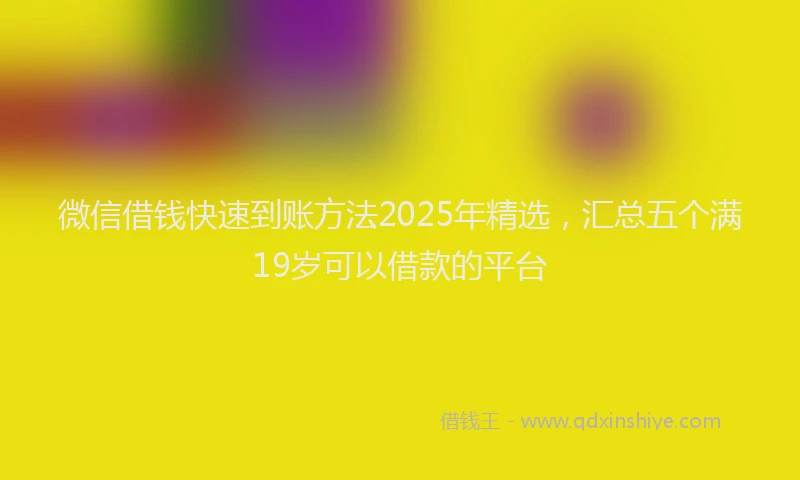 微信借钱快速到账方法2025年精选，汇总五个满19岁可以借款的平台