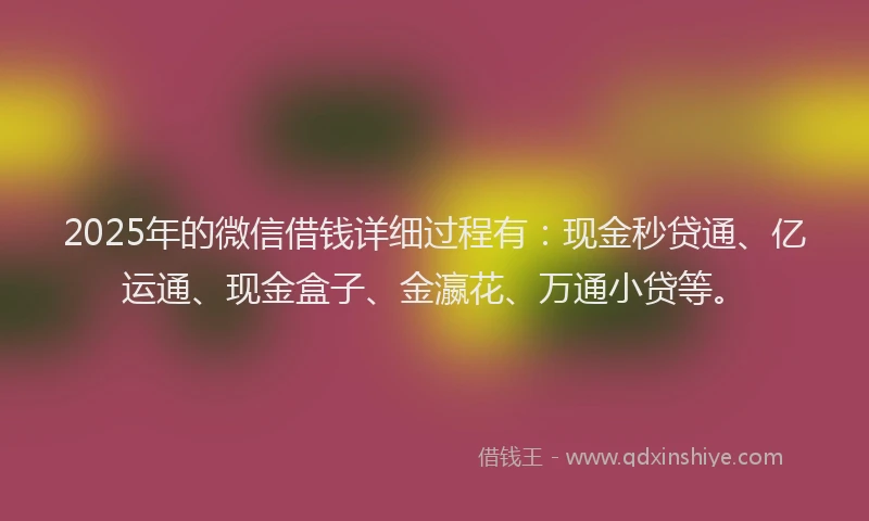 2025年的微信借钱详细过程有：现金秒贷通、亿运通、现金盒子、金瀛花、万通小贷等。