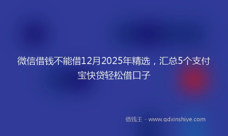 微信借钱不能借12月2025年精选，汇总5个支付宝快贷轻松借口子