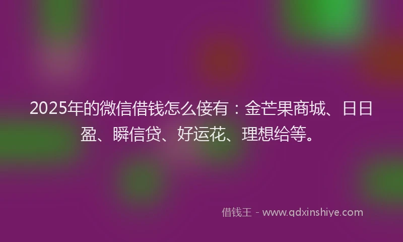 2025年的微信借钱怎么倿有：金芒果商城、日日盈、瞬信贷、好运花、理想给等。