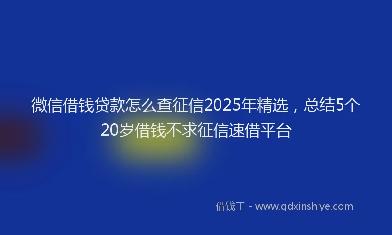 微信借钱贷款怎么查征信2025年精选，总结5个20岁借钱不求征信速借平台