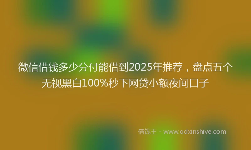 微信借钱多少分付能借到2025年推荐，盘点五个无视黑白100%秒下网贷小额夜间口子