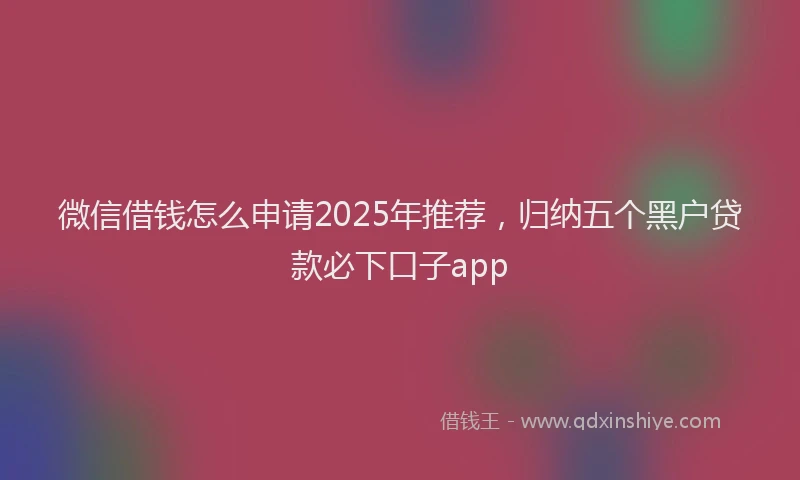 微信借钱怎么申请2025年推荐，归纳五个黑户贷款必下口子app