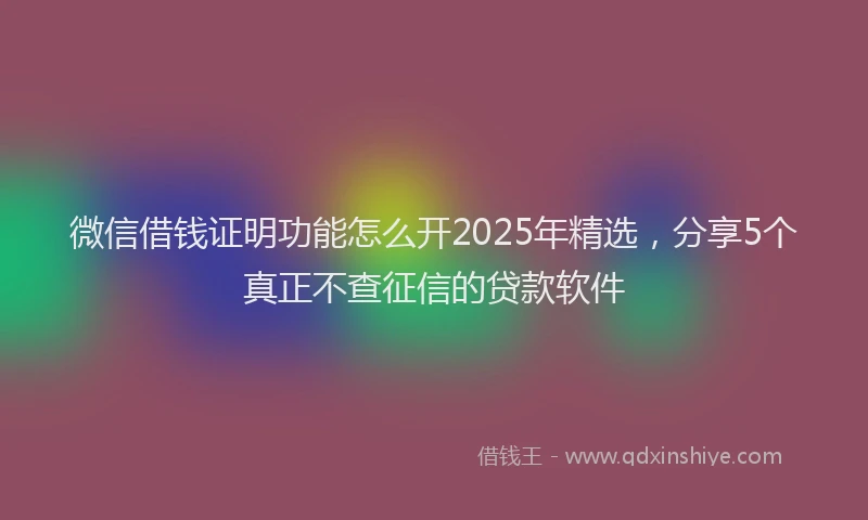 微信借钱证明功能怎么开2025年精选，分享5个真正不查征信的贷款软件