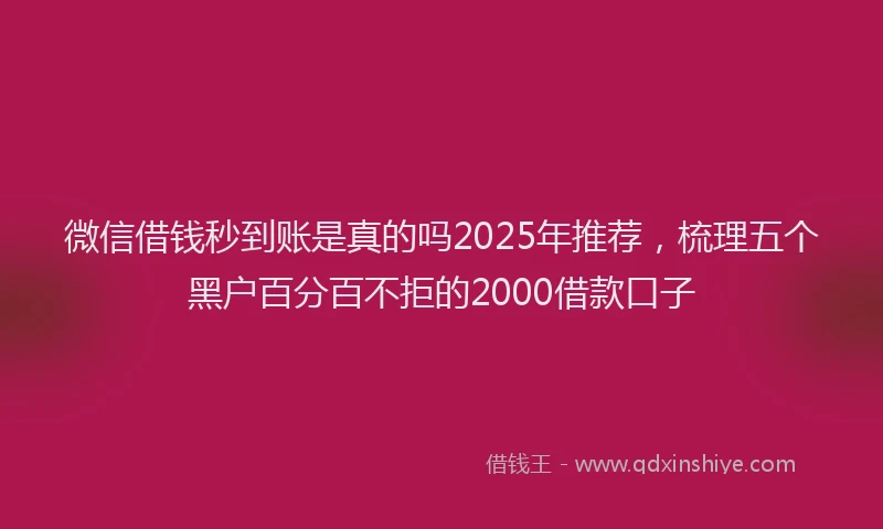 微信借钱秒到账是真的吗2025年推荐，梳理五个黑户百分百不拒的2000借款口子