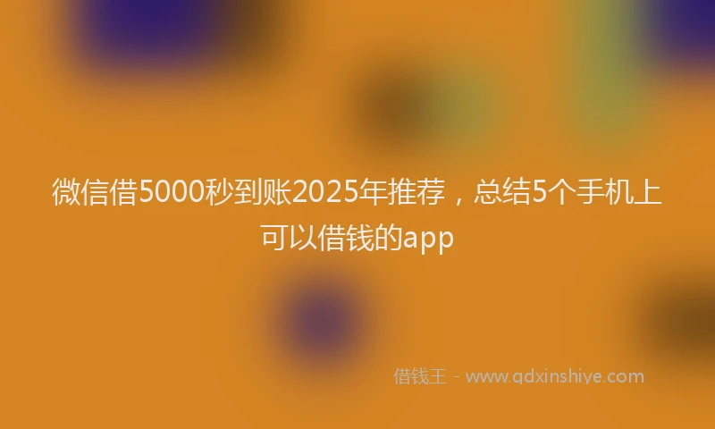 微信借5000秒到账2025年推荐，总结5个手机上可以借钱的app