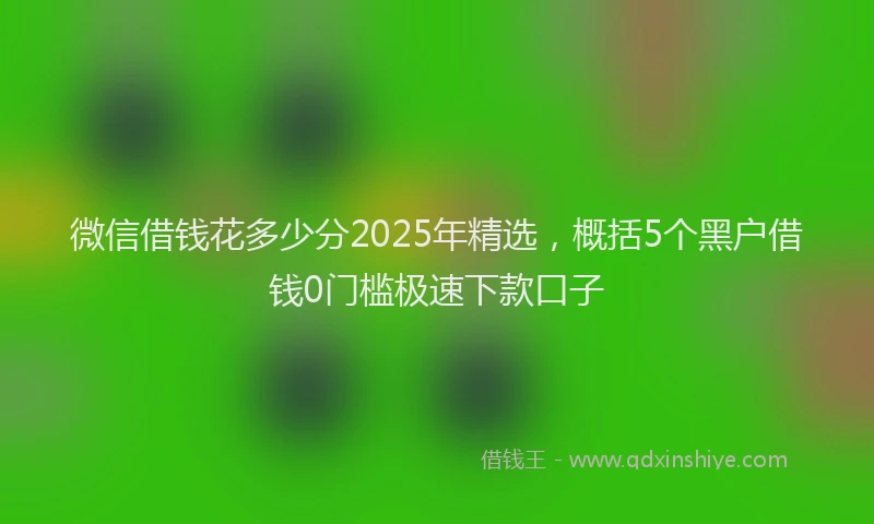 微信借钱花多少分2025年精选，概括5个黑户借钱0门槛极速下款口子