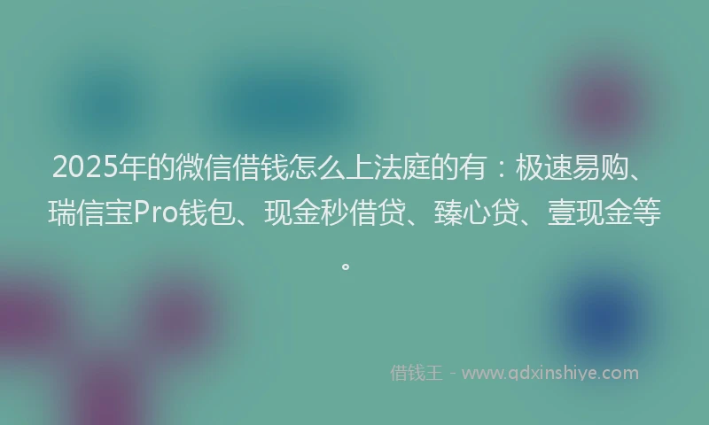 2025年的微信借钱怎么上法庭的有：极速易购、瑞信宝Pro钱包、现金秒借贷、臻心贷、壹现金等。