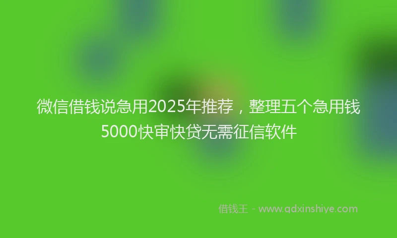 微信借钱说急用2025年推荐，整理五个急用钱5000快审快贷无需征信软件