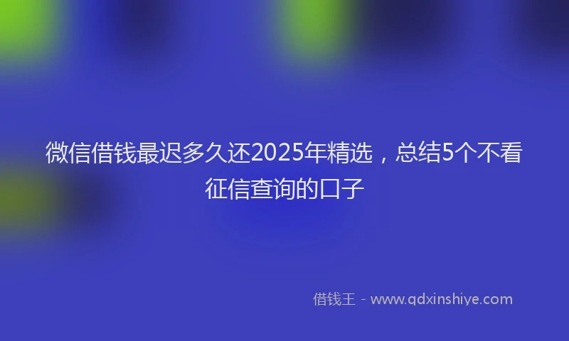 微信借钱最迟多久还2025年精选，总结5个不看征信查询的口子