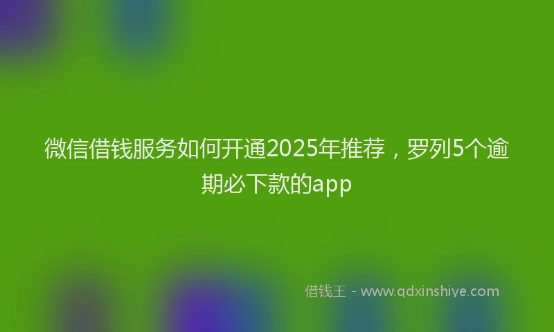微信借钱服务如何开通2025年推荐，罗列5个逾期必下款的app