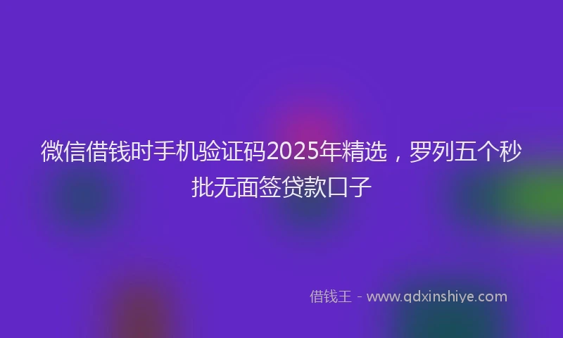 微信借钱时手机验证码2025年精选，罗列五个秒批无面签贷款口子