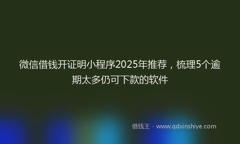 微信借钱开证明小程序2025年推荐，梳理5个逾期太多仍可下款的软件