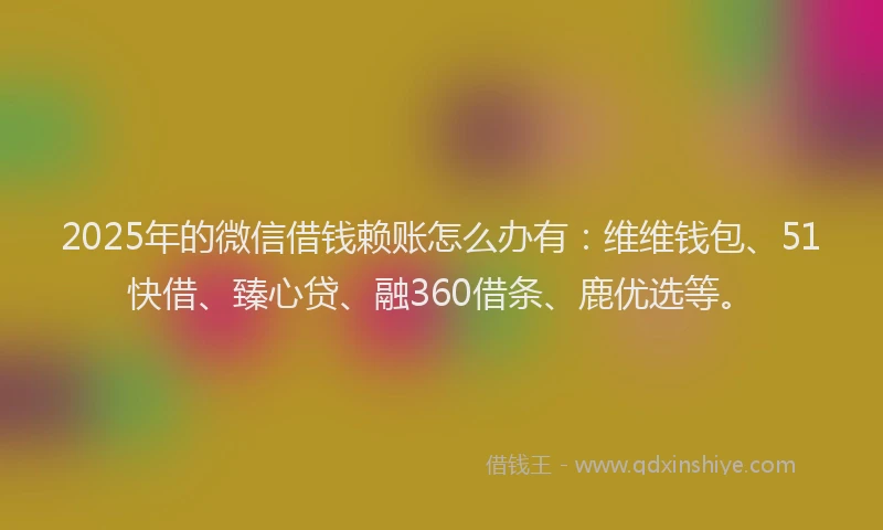 2025年的微信借钱赖账怎么办有：维维钱包、51快借、臻心贷、融360借条、鹿优选等。