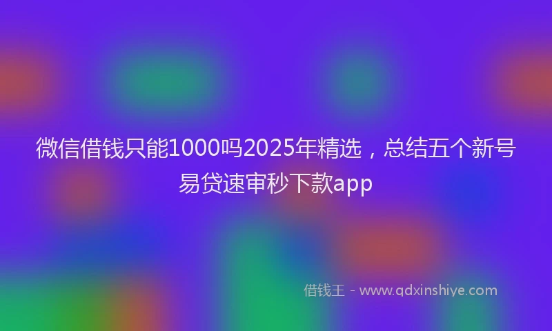 微信借钱只能1000吗2025年精选，总结五个新号易贷速审秒下款app