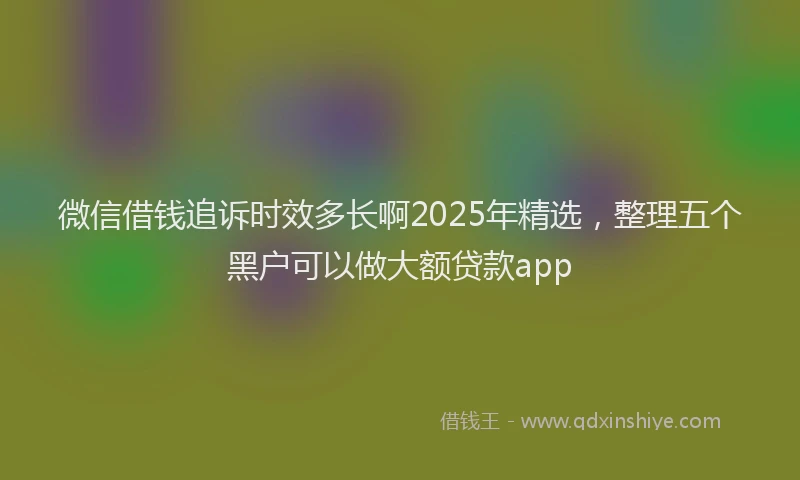 微信借钱追诉时效多长啊2025年精选，整理五个黑户可以做大额贷款app