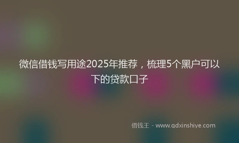 微信借钱写用途2025年推荐，梳理5个黑户可以下的贷款口子