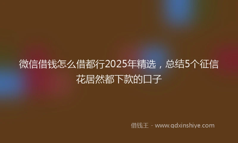 微信借钱怎么借都行2025年精选，总结5个征信花居然都下款的口子