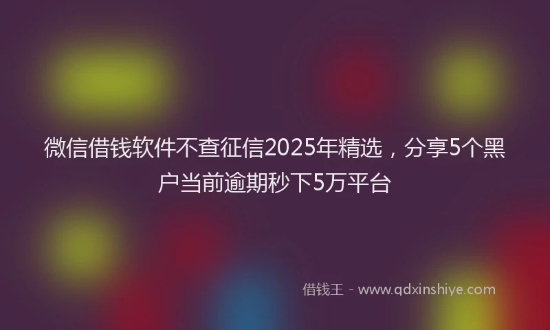 微信借钱软件不查征信2025年精选，分享5个黑户当前逾期秒下5万平台