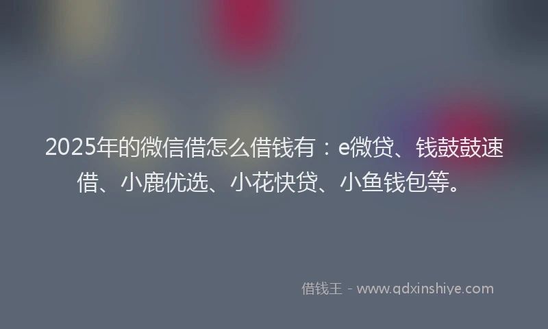 2025年的微信借怎么借钱有：e微贷、钱鼓鼓速借、小鹿优选、小花快贷、小鱼钱包等。