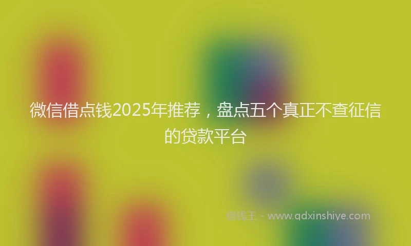 微信借点钱2025年推荐，盘点五个真正不查征信的贷款平台