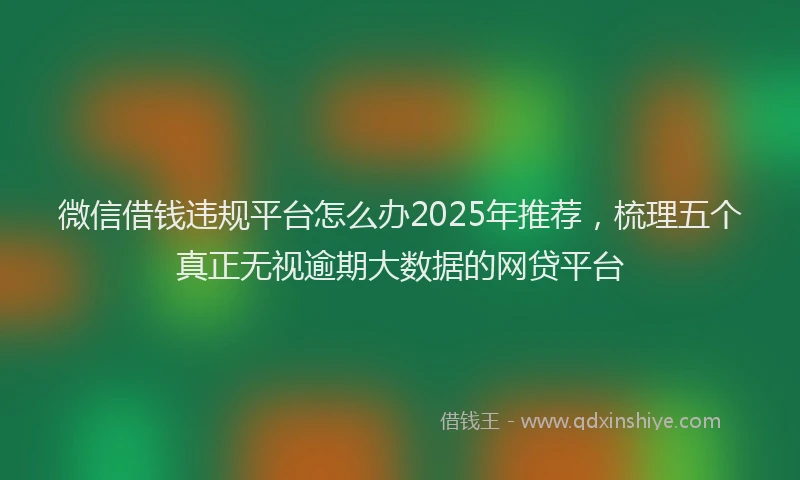 微信借钱违规平台怎么办2025年推荐，梳理五个真正无视逾期大数据的网贷平台