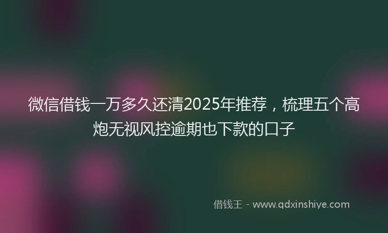 微信借钱一万多久还清2025年推荐，梳理五个高炮无视风控逾期也下款的口子
