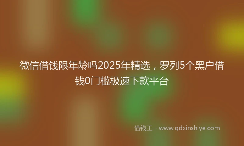 微信借钱限年龄吗2025年精选，罗列5个黑户借钱0门槛极速下款平台