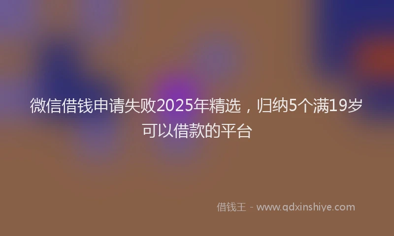 微信借钱申请失败2025年精选，归纳5个满19岁可以借款的平台
