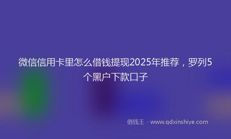 微信信用卡里怎么借钱提现2025年推荐，罗列5个黑户下款口子
