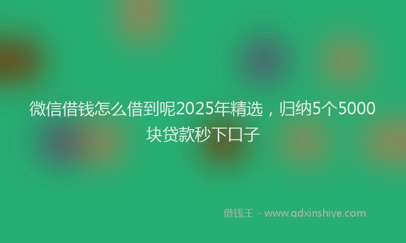 微信借钱怎么借到呢2025年精选，归纳5个5000块贷款秒下口子