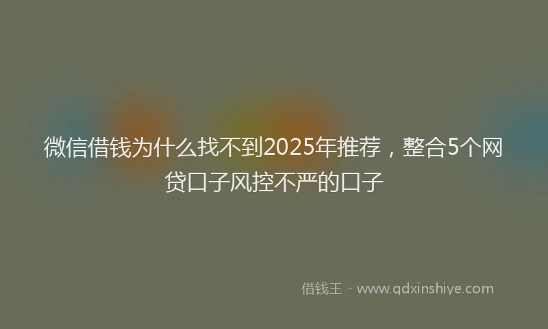微信借钱为什么找不到2025年推荐，整合5个网贷口子风控不严的口子