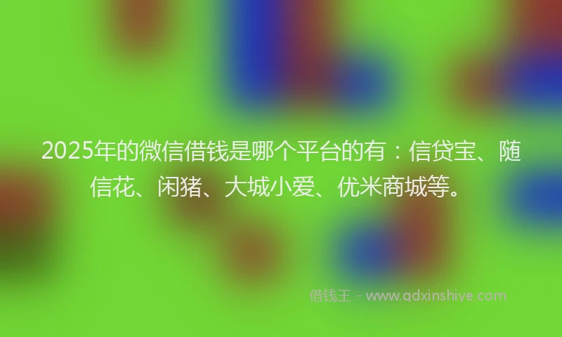 2025年的微信借钱是哪个平台的有：信贷宝、随信花、闲猪、大城小爱、优米商城等。