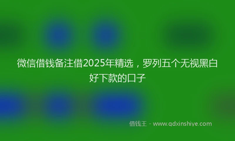 微信借钱备注借2025年精选，罗列五个无视黑白好下款的口子